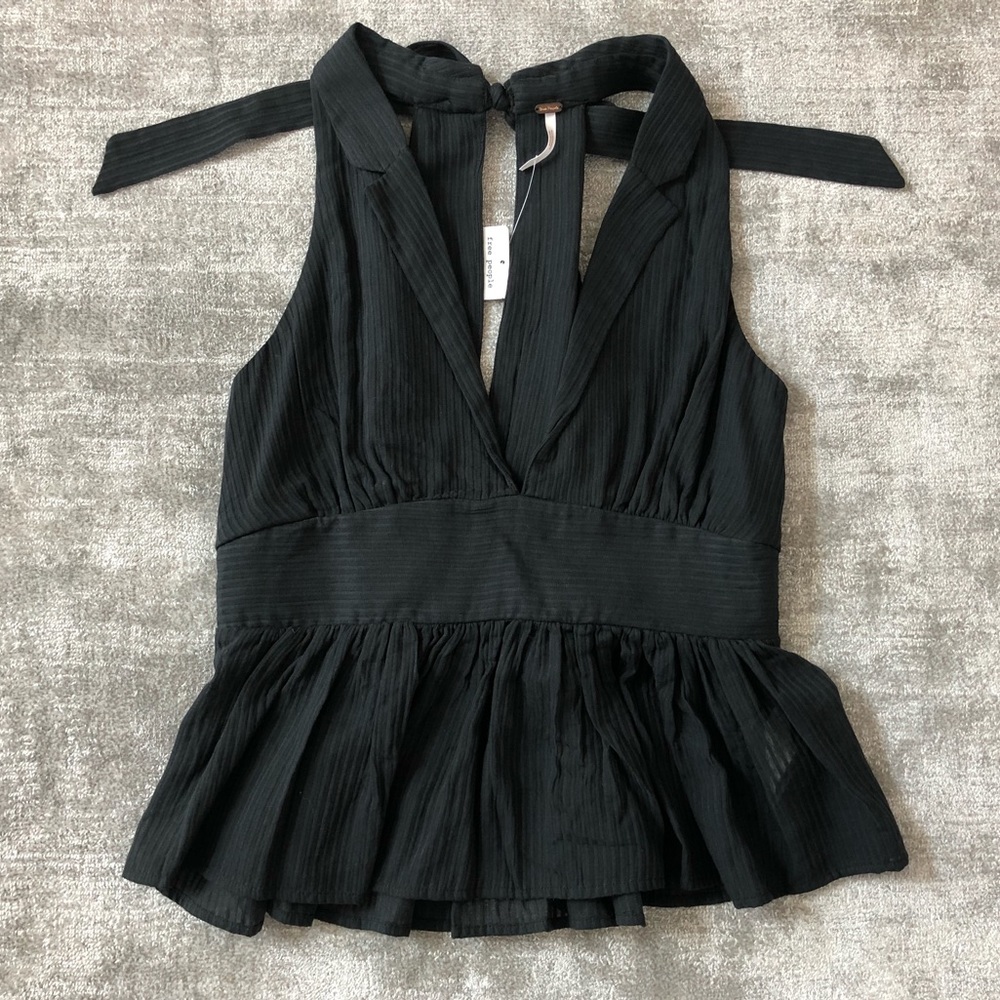 Halter V- neck, black Free People top
